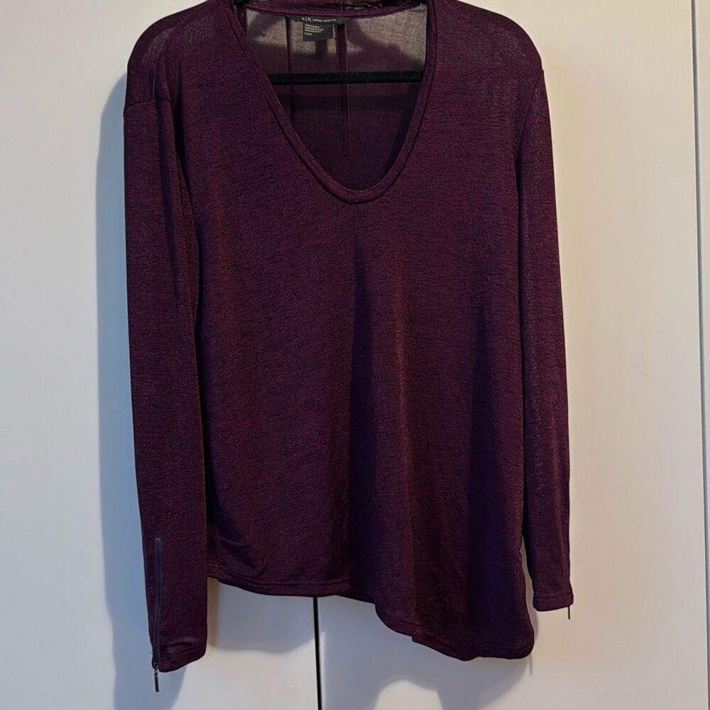 Armani exchange burgundy asymmetrical long sleeve top size large‎ women’s